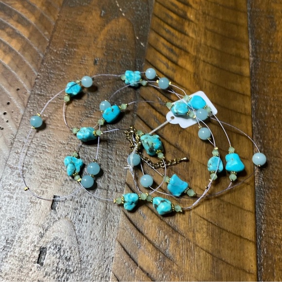 Lot of 3 Necklaces Peach Turquoise and White - Picture 5 of 6